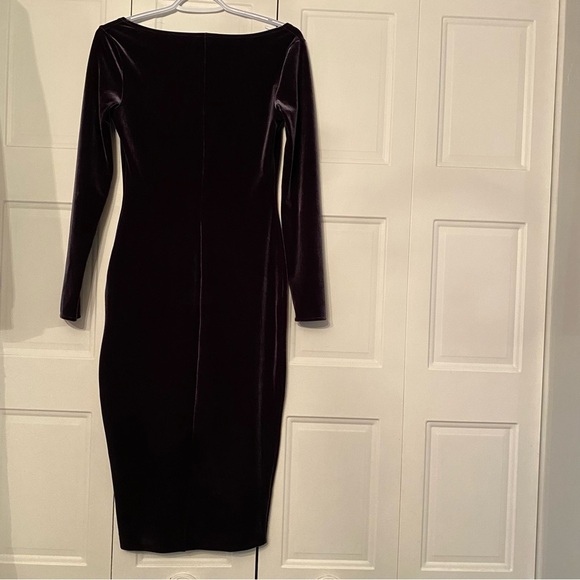 Vintage Wayne Clark dress mermaid velour long sleeve square neck line - Picture 8 of 15